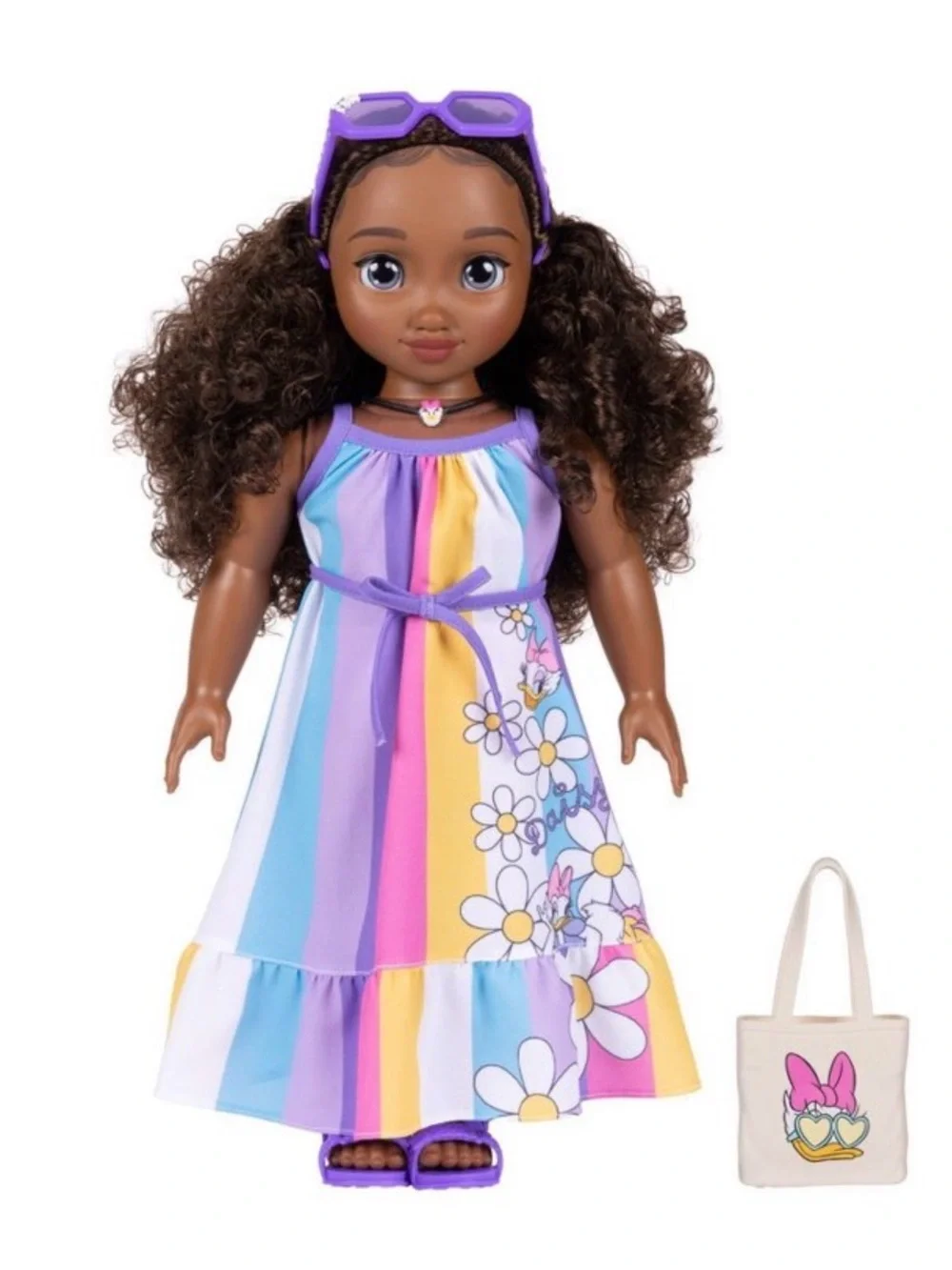 Fashion Doll in Purple Rainbow Dress